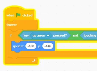 Captură dintr-un joc platformer realizat în Scratch